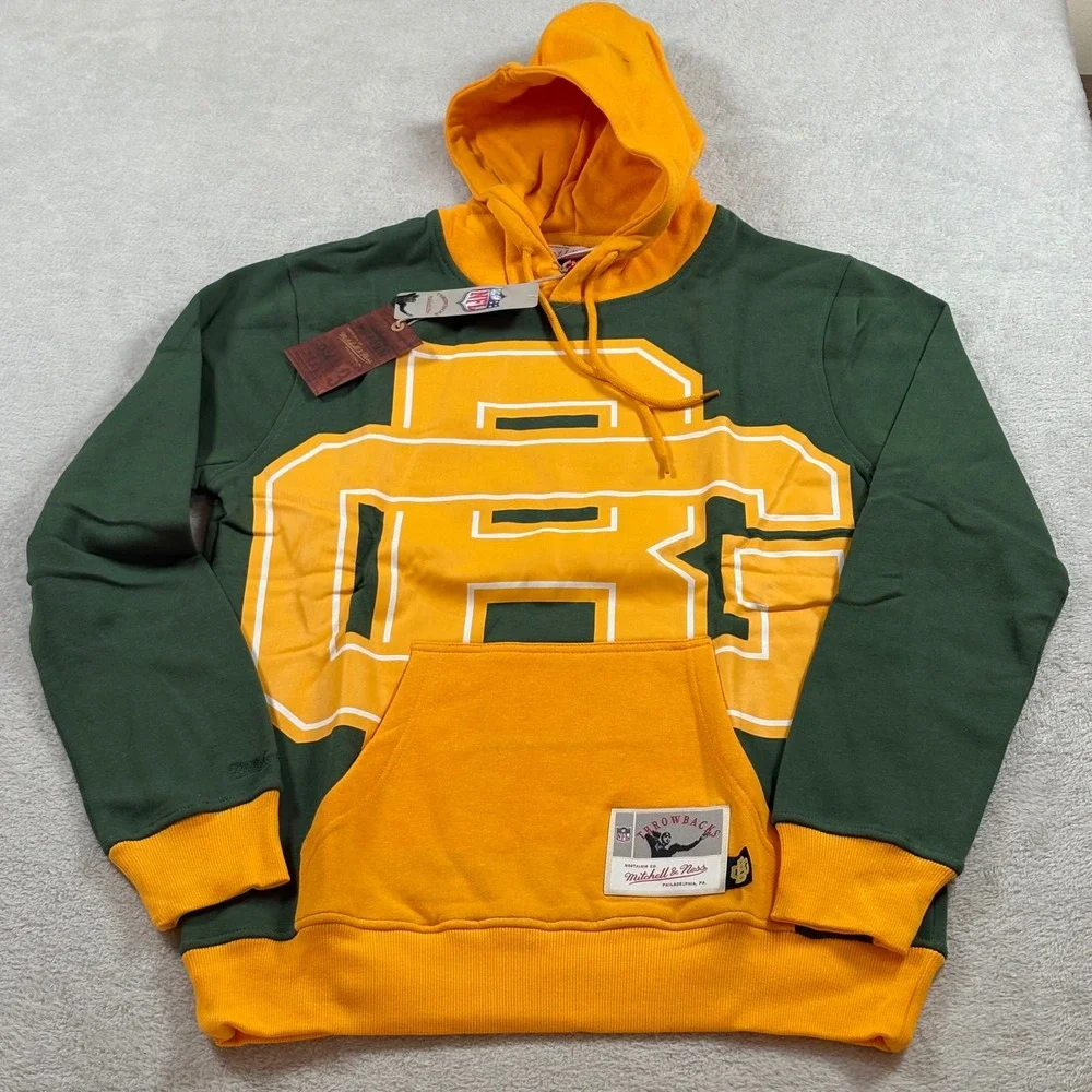Green Bay Packers Mitchell & Ness Big Face 5.0 Pullover Hoodie Green NFL Medium
